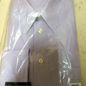 Paul Fredrick Men's Lavender Striped Shirt Size 16x37